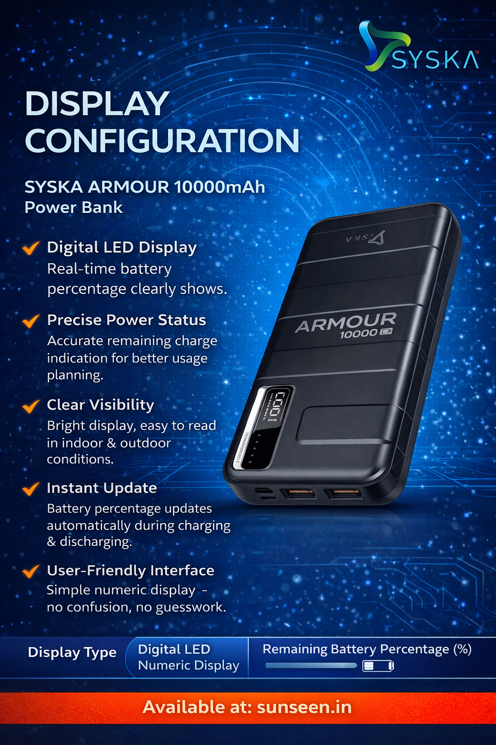 SYSKA ARMOUR 10000mAh Power Bank