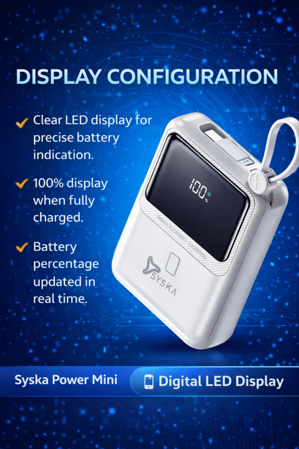 Syska Power Mini – Compact Power Bank with Digital Display
