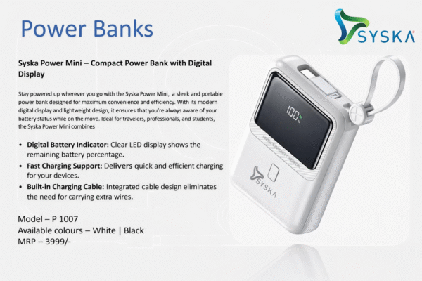 Syska Power Mini – Compact Power Bank with Digital Display